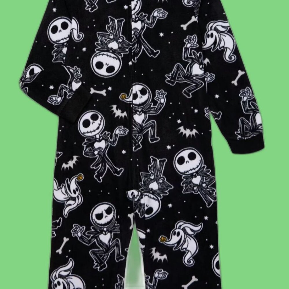 NWT Disney Nightmare Before Christmas Boys Hooded Union Suit Pajamas S 6 7 - Picture 3 of 5